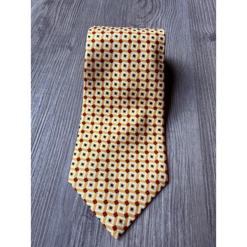 VTG POLO Ralph Lauren Tie.  Silk Hand Made Yellow/Gold, Red, Blue
